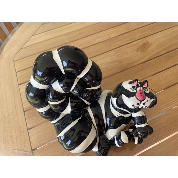 SWAK Clancy Cat Votive Holder  Lynda Corneille Black White Cat Figurine 8" - Picture 9 of 9